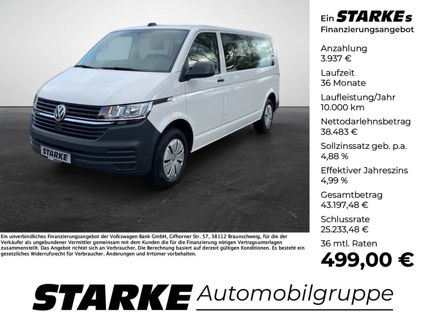 Volkswagen T6 Kombi T6.1 2.0 TDI lang 8-Sitzer Weiß - 1