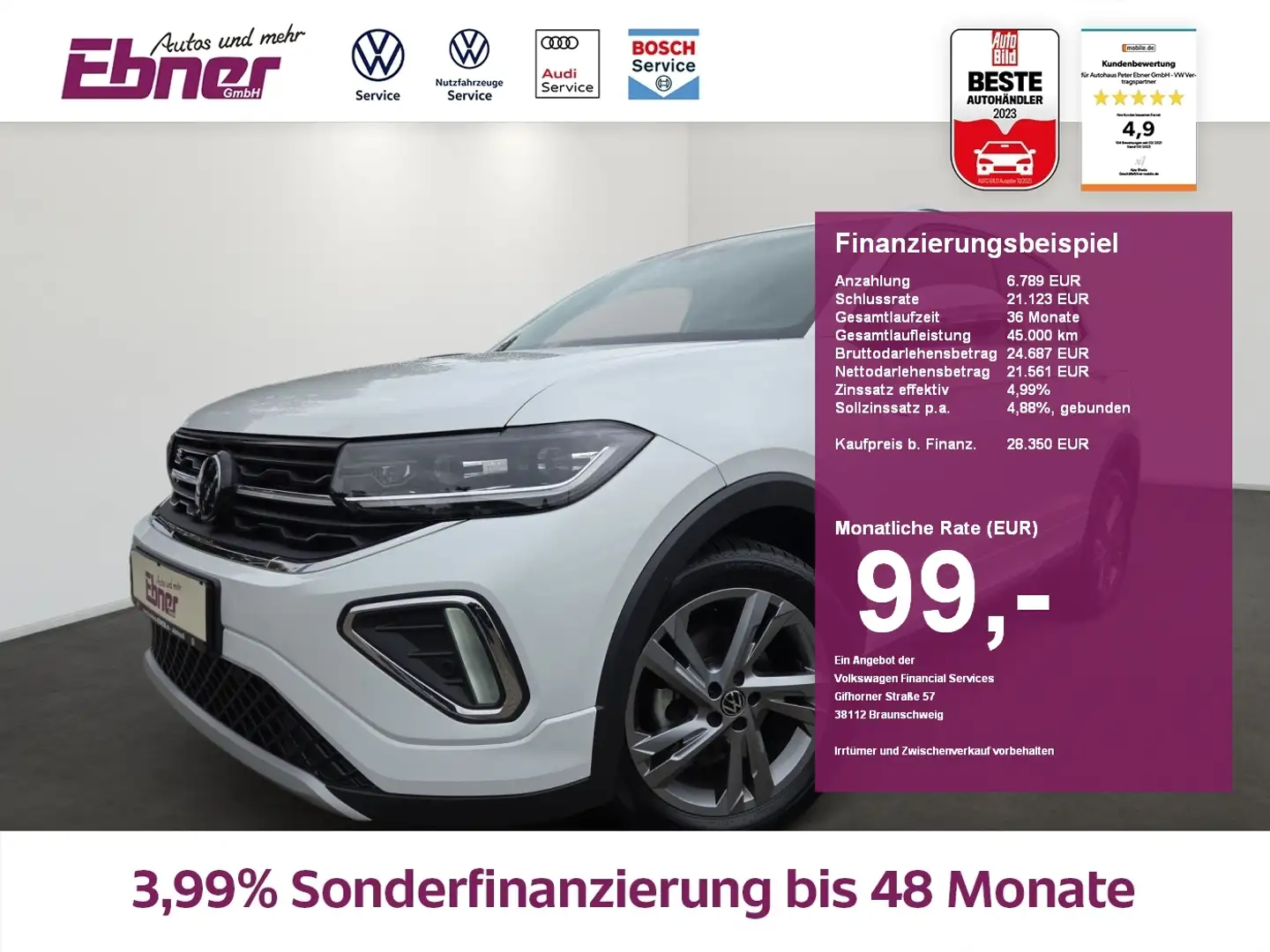 Volkswagen T-Cross R-LINE 1.5TSI DSG NP:41tEUR! AHK+KAMERA+MATRIX+NAV Weiß - 1
