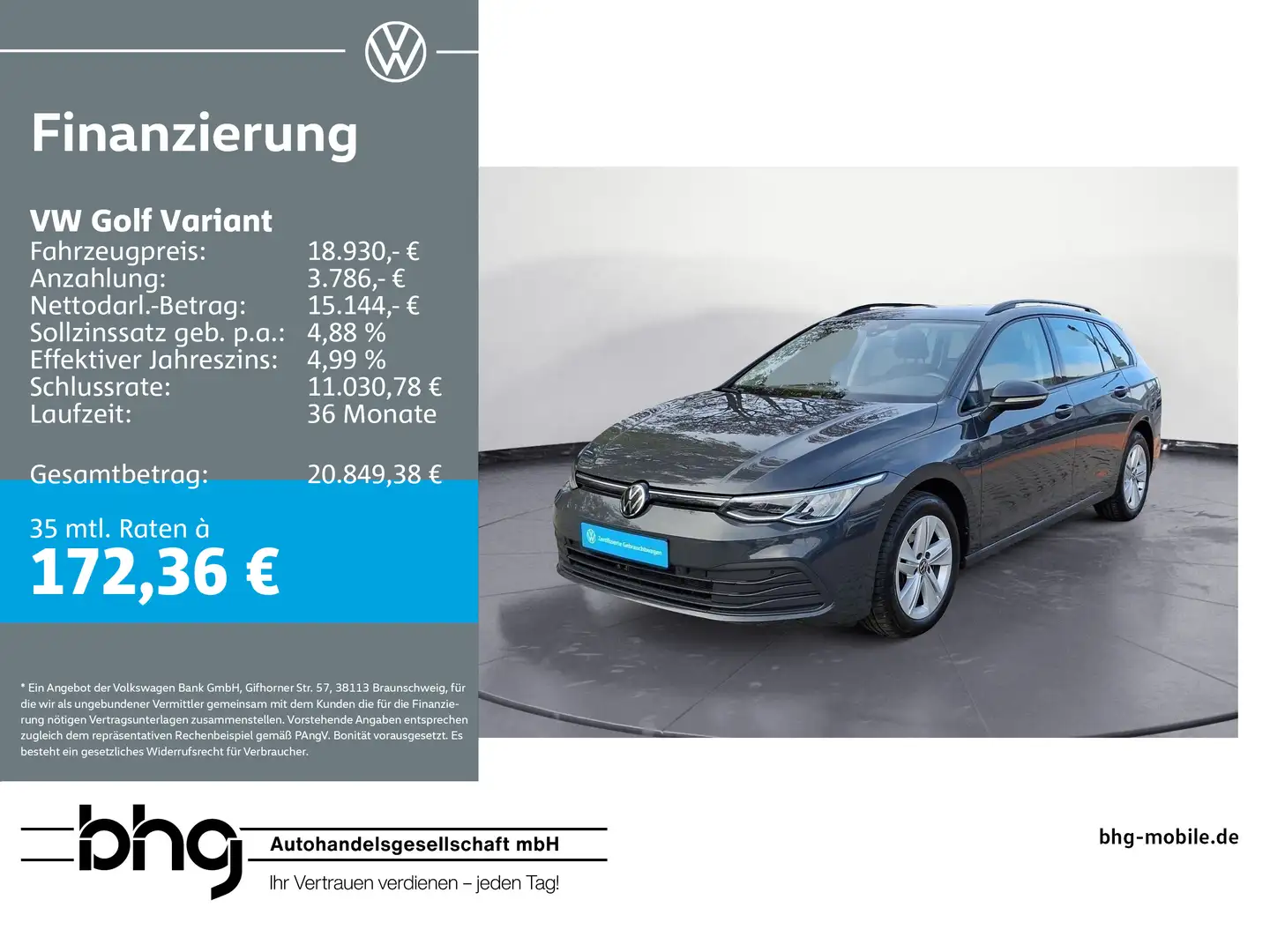 Volkswagen Golf Variant 2.0 TDI SCR Sitzheizung Grau - 1