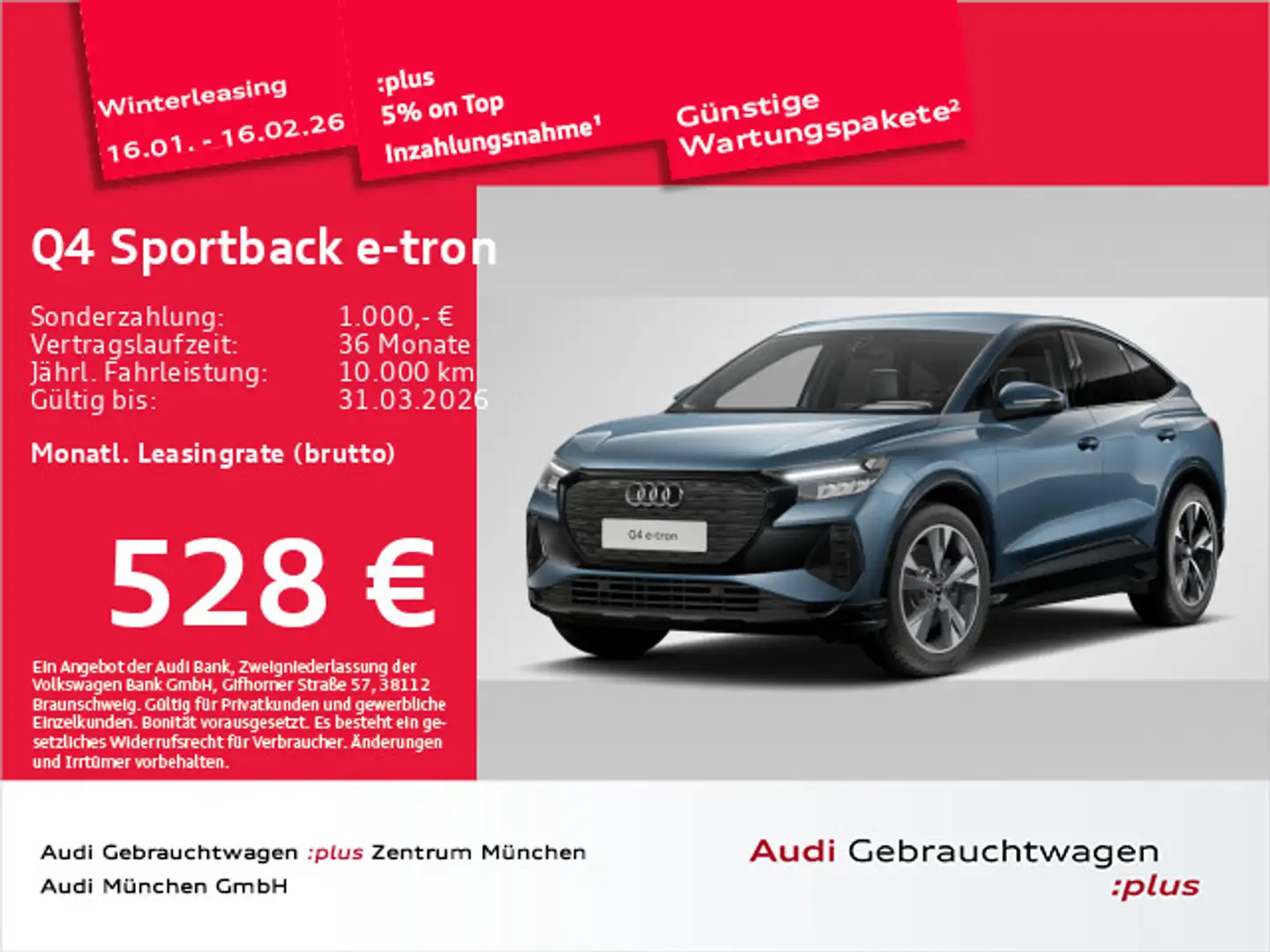 Audi Q4 e-tron 45 qu. ACC/SONOS/HUD/AHK Blau - 1