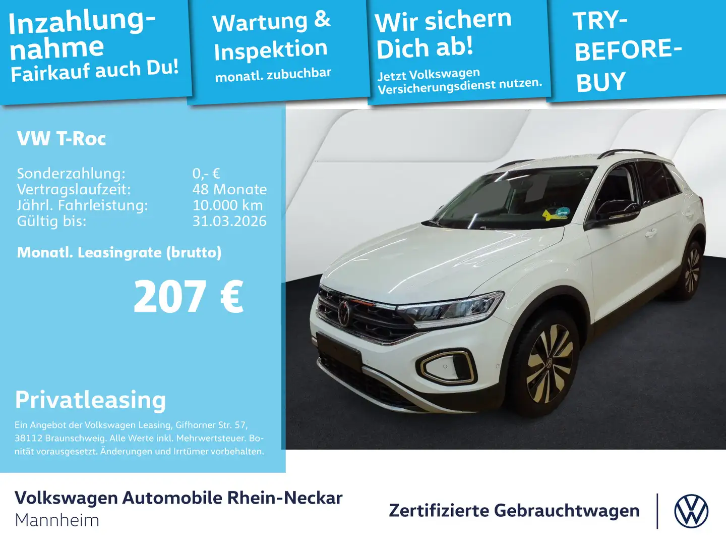 Volkswagen T-Roc 1.0 TSI GOAL Navi PDC LED uvm Weiß - 1