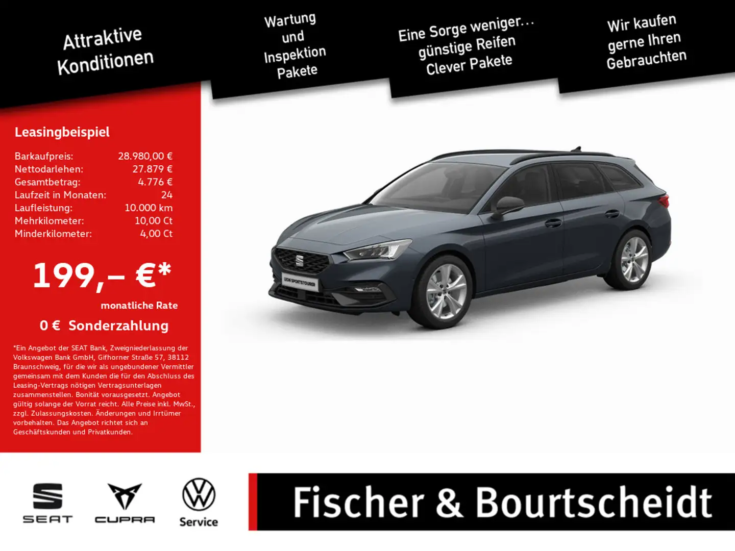 SEAT Leon Sportstourer 1.5 eTSI FR ACC FACEL. LED Grau - 1