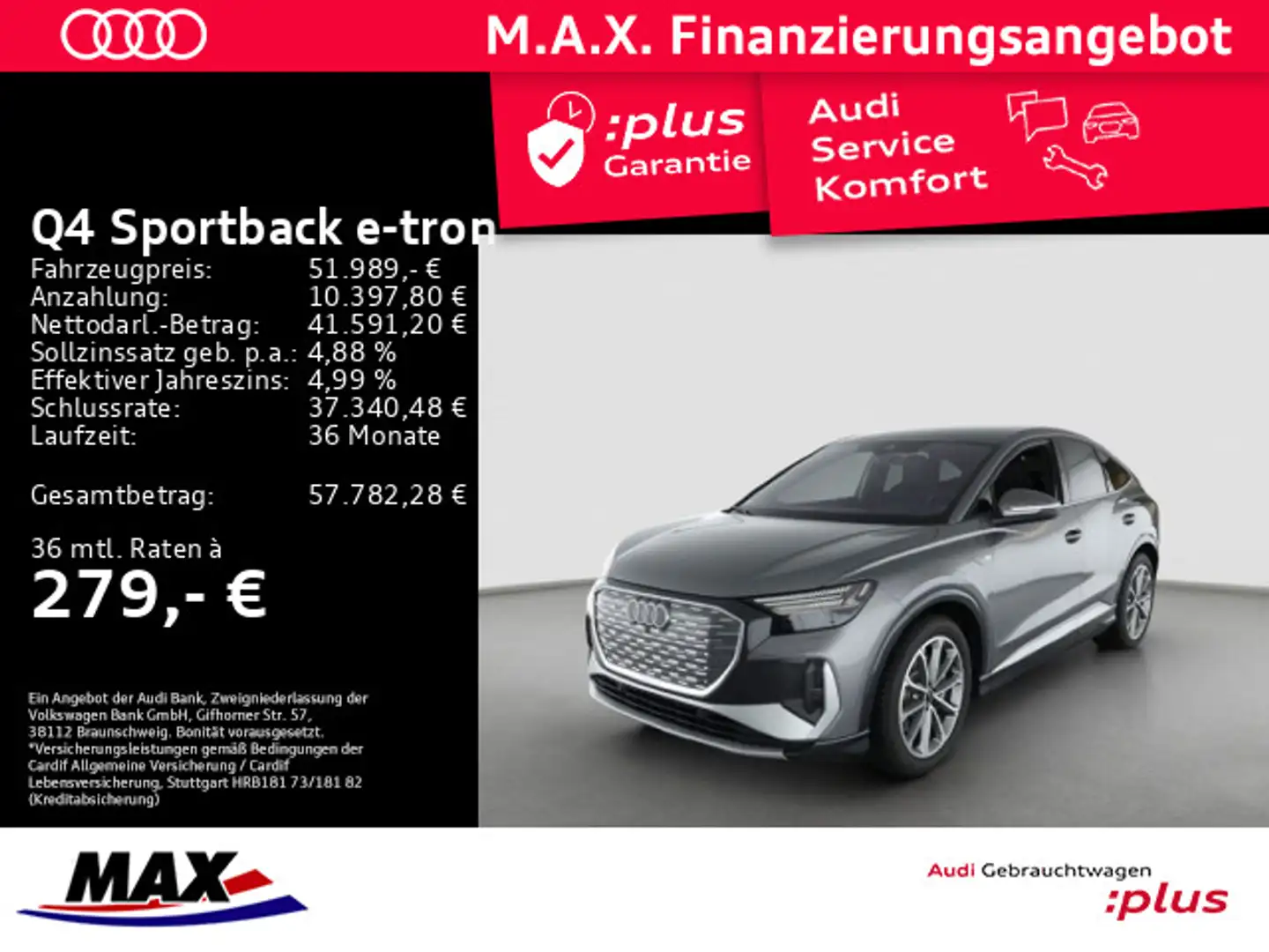 Audi Q4 e-tron 45 QUATT S LINE +MATRIX+AHK+ Grau - 1
