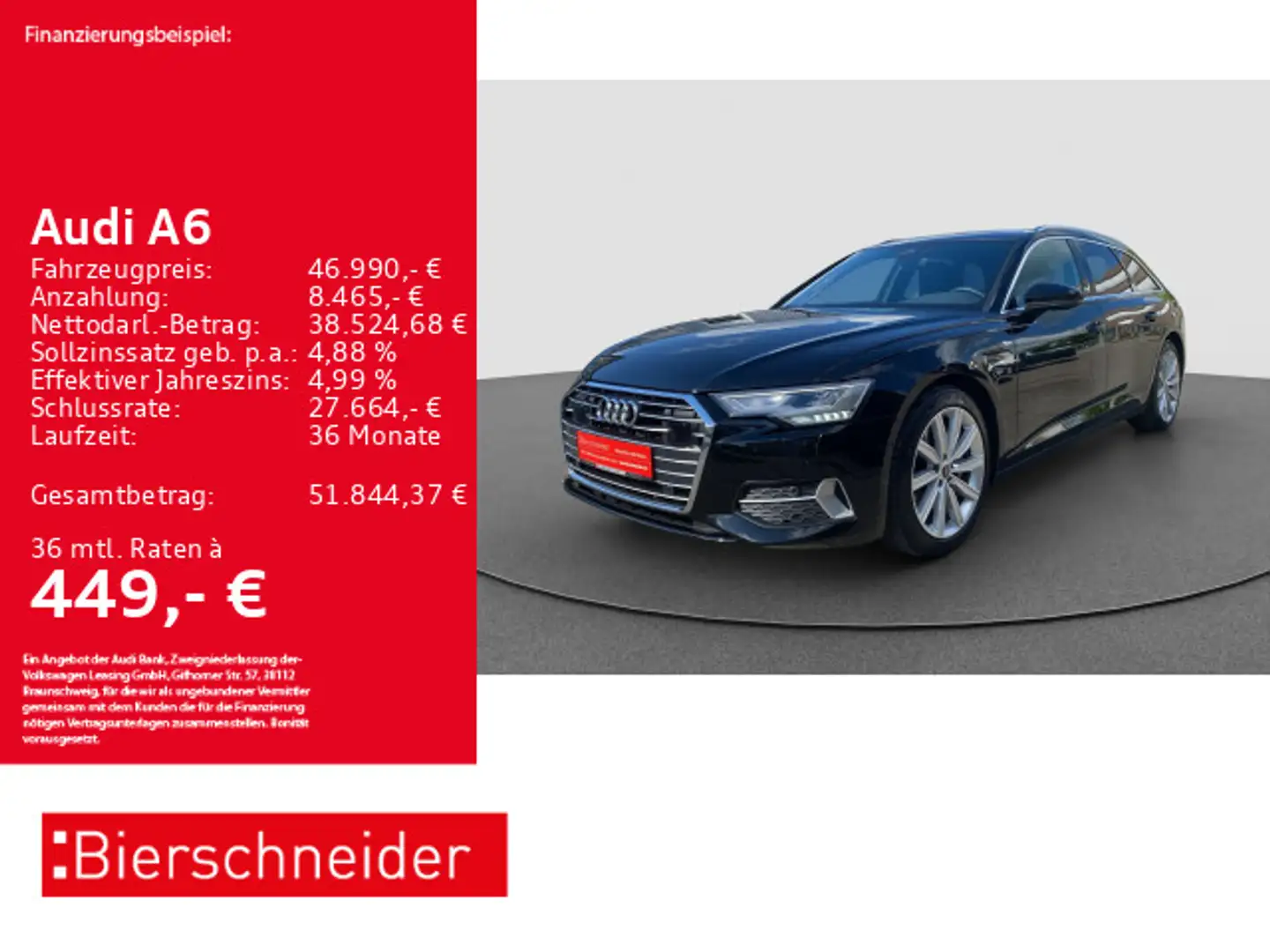 Audi A6 Av 50 TDI qu S-Line AHK PANO STHZ ACC B&O Schwarz - 1