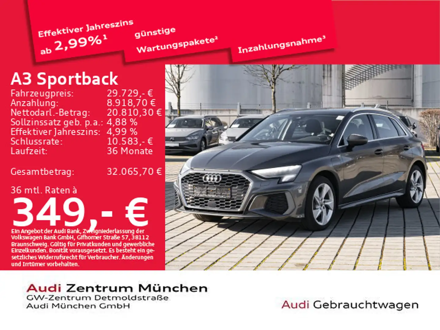 Audi A3 40 TFSI e S tronic S line ACC/Virtu Grau - 1