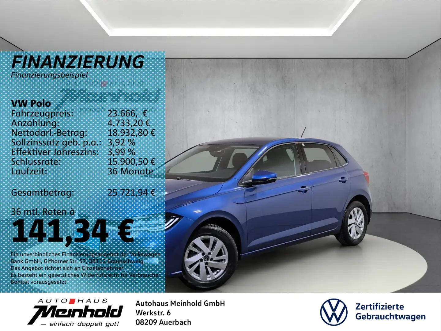 Volkswagen Polo 1.0 TSI DSG Style, IQ.DRIVE, Matrix, Navi Blau - 1