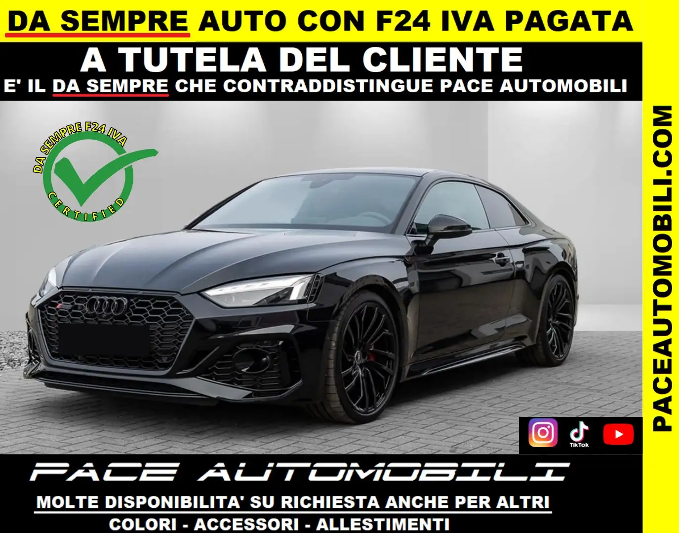 Audi RS5 COUPE BLACK PACK PELLE LED ACC B&O TETTO KAMERA Nero - 1