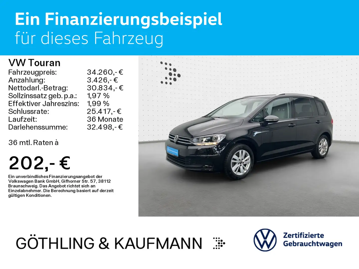 Volkswagen Touran Comfortline 1.5 TSI 110kW*DSG*AHK*KAM*7Si Schwarz - 2