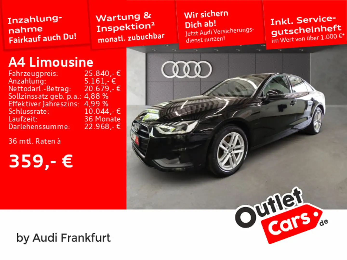 Audi A4 35 TDI S tronic LED Leder Tempoamat Schwarz - 1