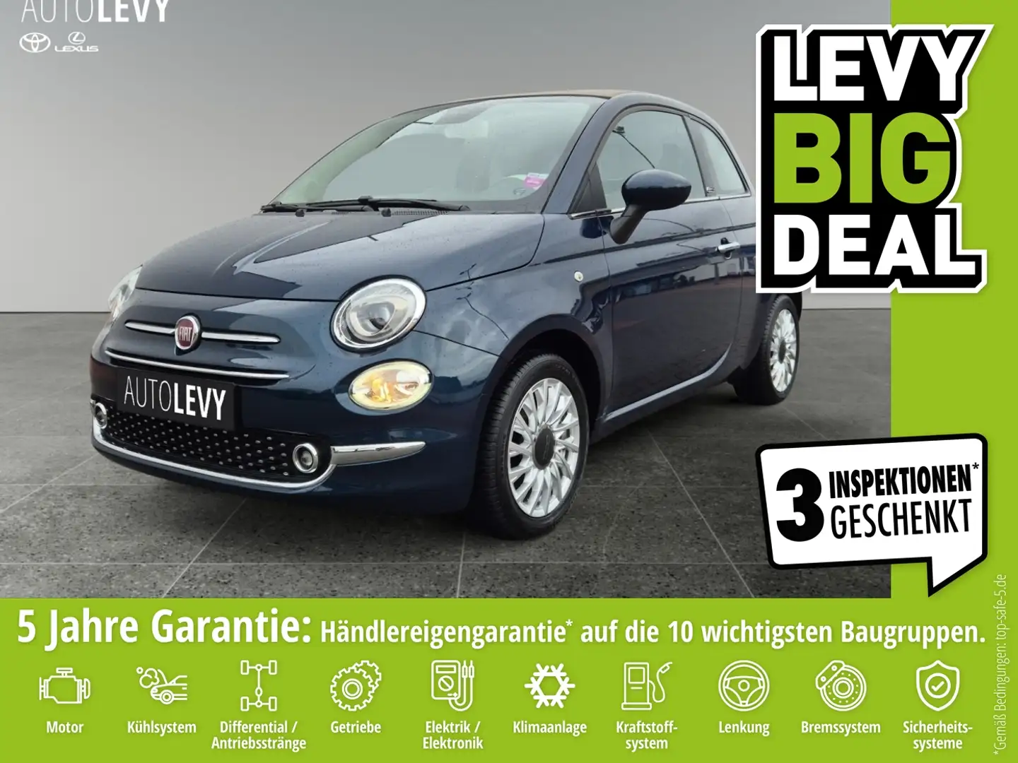 Fiat 500C 500 Cabrio 1.2 8V S&S Lounge Faltdach*el. Fenster Blau - 1