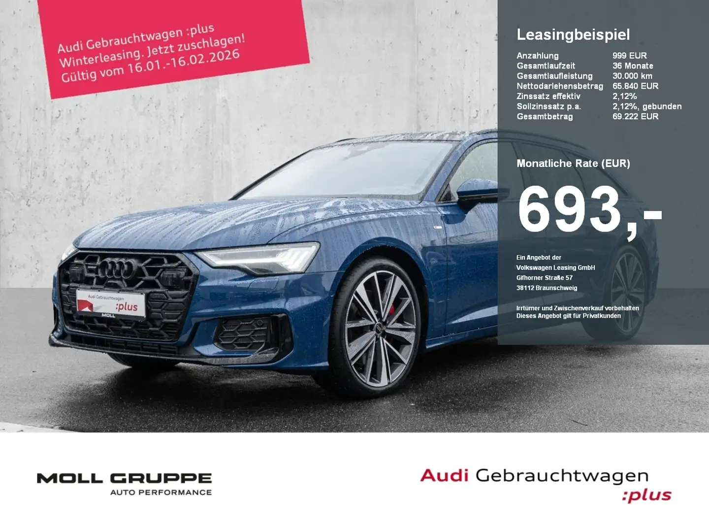 Audi A6 Avant 55 TFSe quattro S line KLIMA SHZ SD Blau - 1