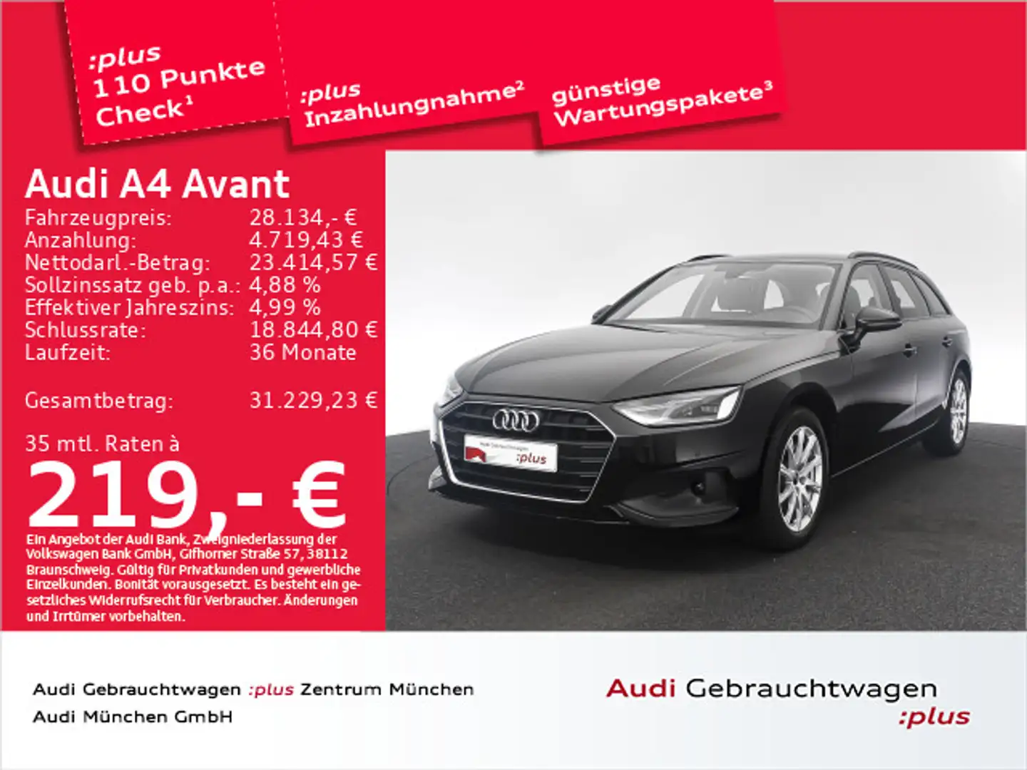 Audi A4 40 TFSI S tronic Navi+/PDC+ Schwarz - 1