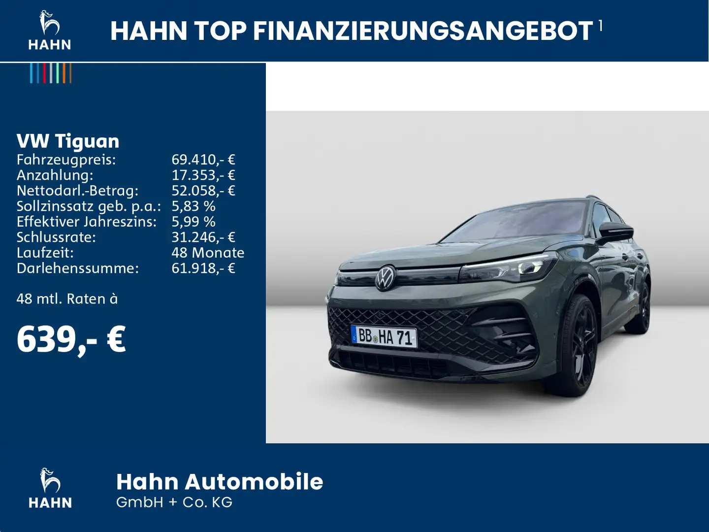 Volkswagen Tiguan R-Line 2,0 l TSI 4MOTION 204PS Pano AHK S Grün - 2