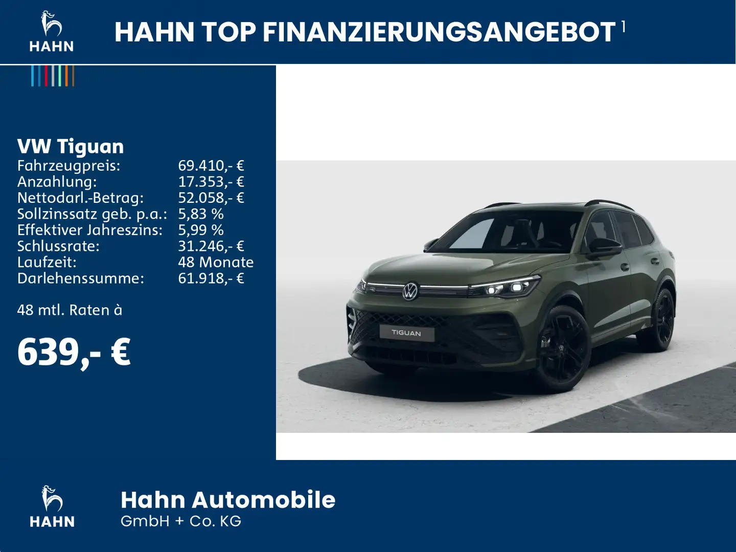 Volkswagen Tiguan R-Line 2,0 l TSI 4MOTION 204PS Pano AHK S Grün - 2