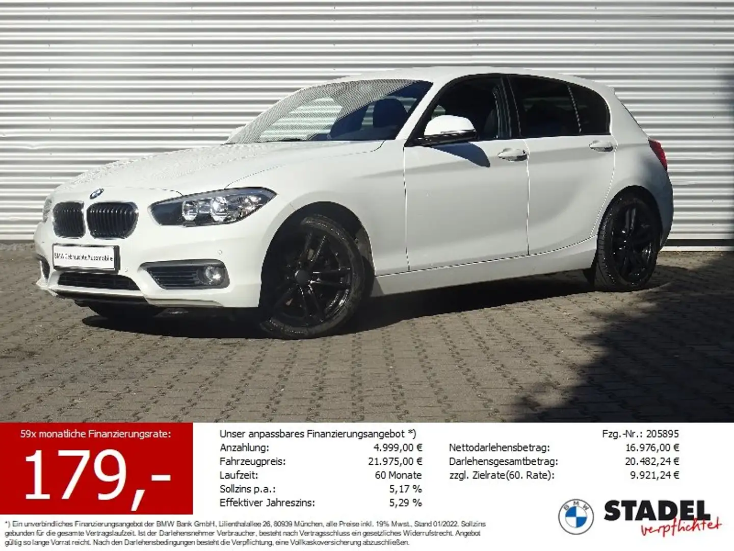 BMW 120 i 5-t. Advantage Autom. 1.Hand wenig-km Navi Blanc - 1