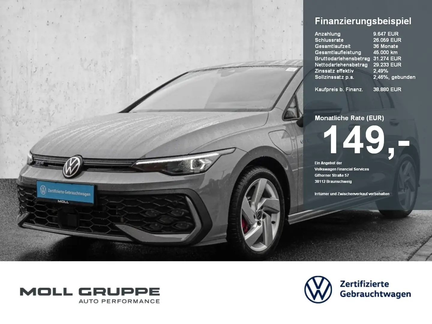 Volkswagen Golf GTE 1.5 eTSI eHybrid ACC AHK AUT FLA HUD LM Grau - 1