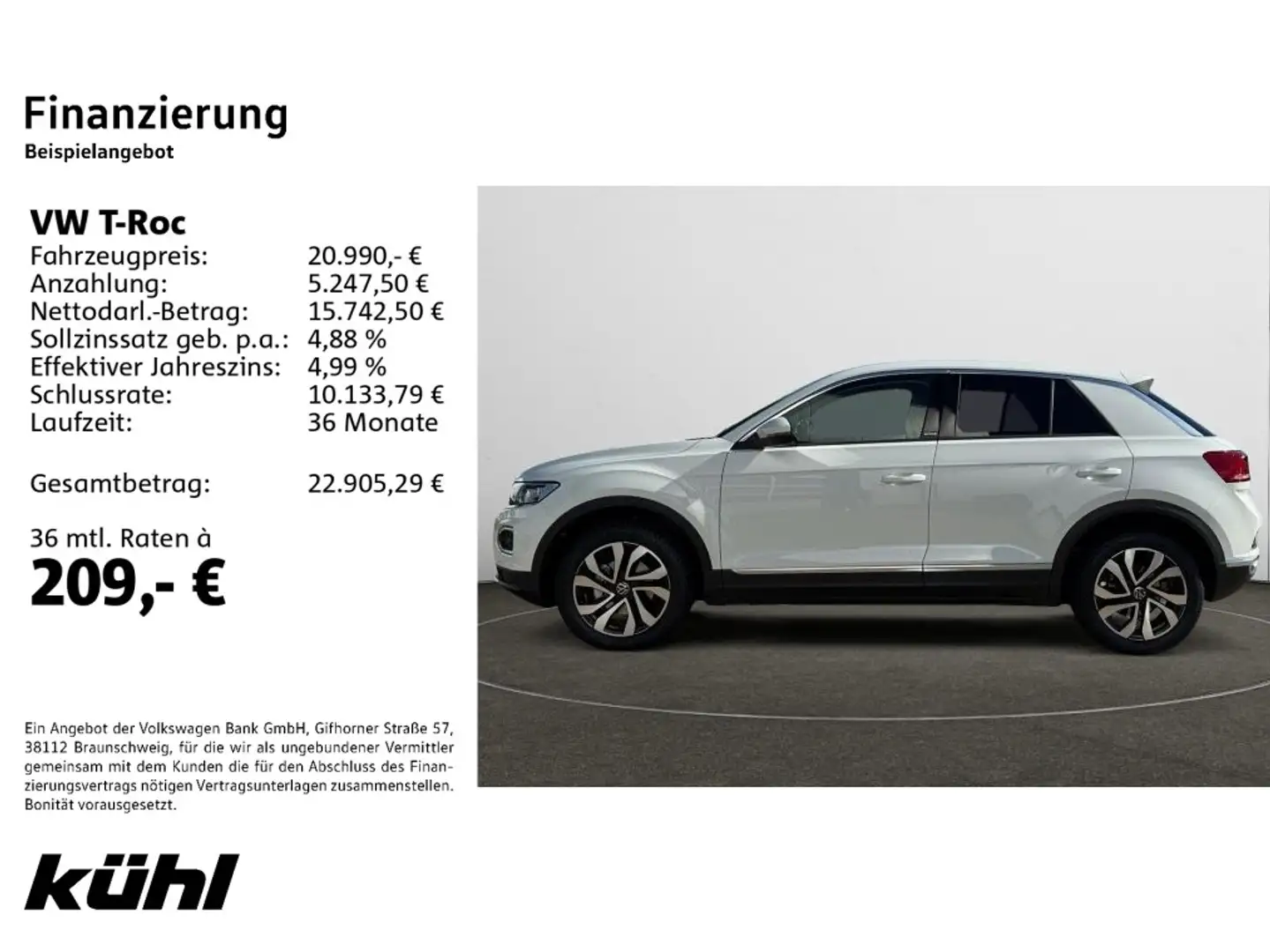 Volkswagen T-Roc 1.0 TSI Active PDC,AHK Bianco - 2