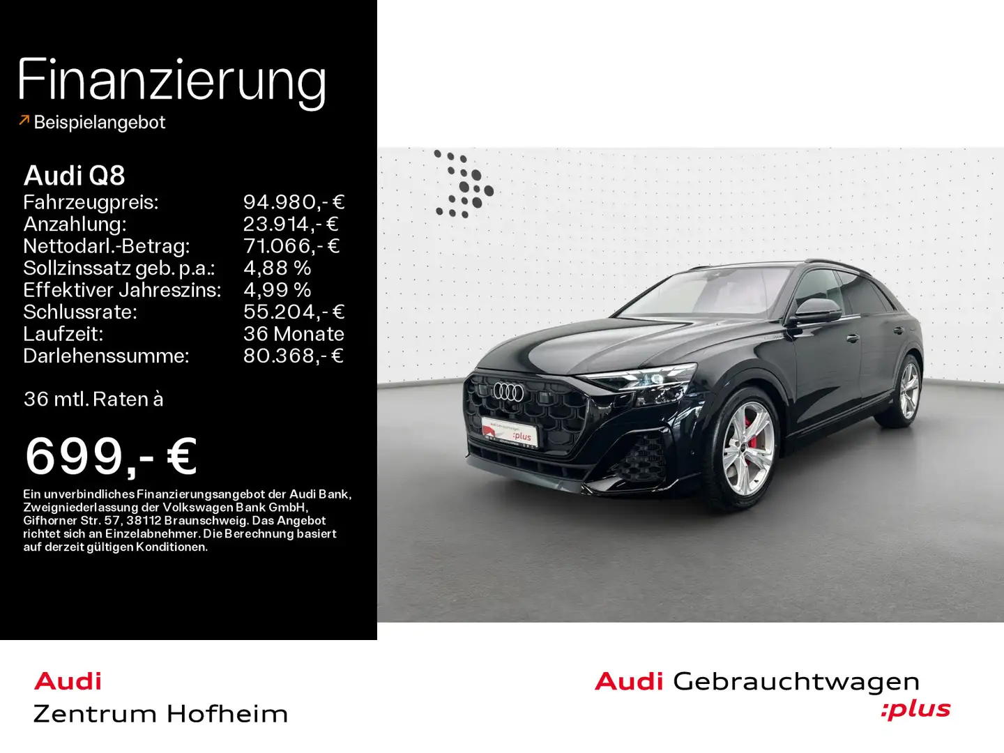 Audi Q8 60 TFSIe qu S line tip*Air*B&O*HUD*Pano*S-Sit Schwarz - 1