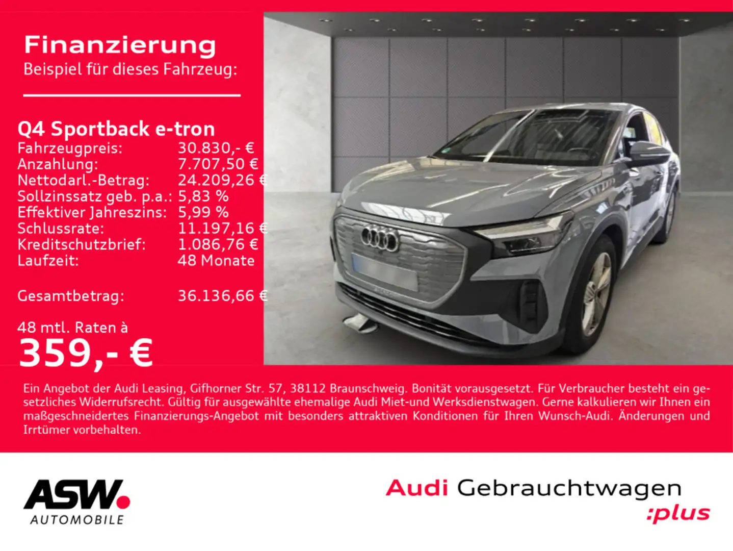 Audi Q4 e-tron Sportback S line 35 e-tron NAVI LED ACC PANO Grau - 1