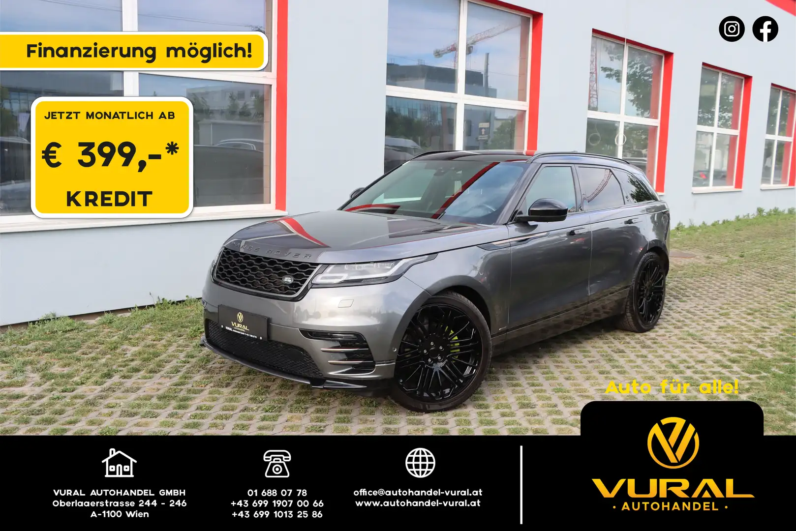 Land Rover Range Rover Velar 2.0D R-DYNAMIC Allrad HSE Aut. | LEDER | NAVI | Grau - 1