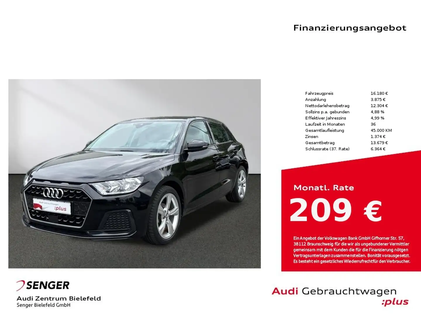 Audi A1 Sportback 25 TFSI Audi smartphone interface Noir - 1