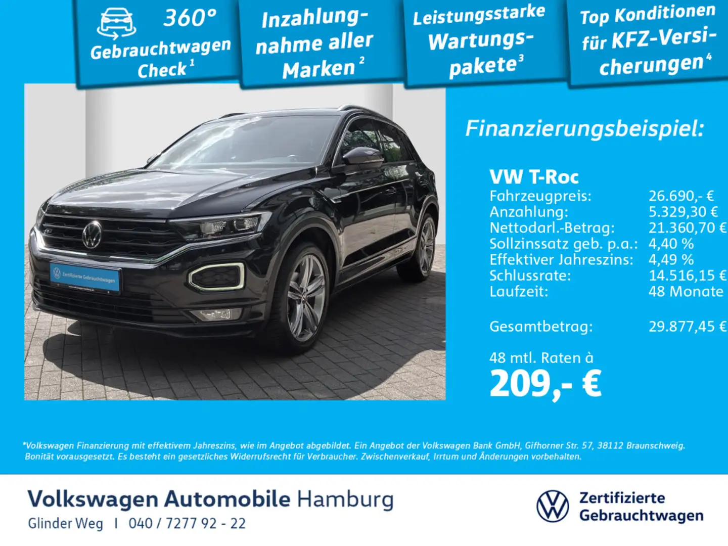 Volkswagen T-Roc Sport 1.5 l TSI 7-Gang DSG Park Assistent Schwarz - 1