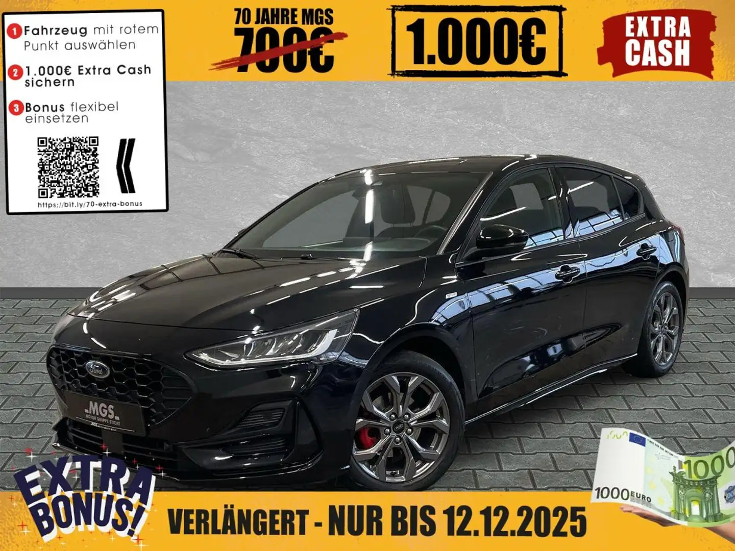Ford Focus 1.0 EcoB St-Line Design Hyb 5t Zwart - 1