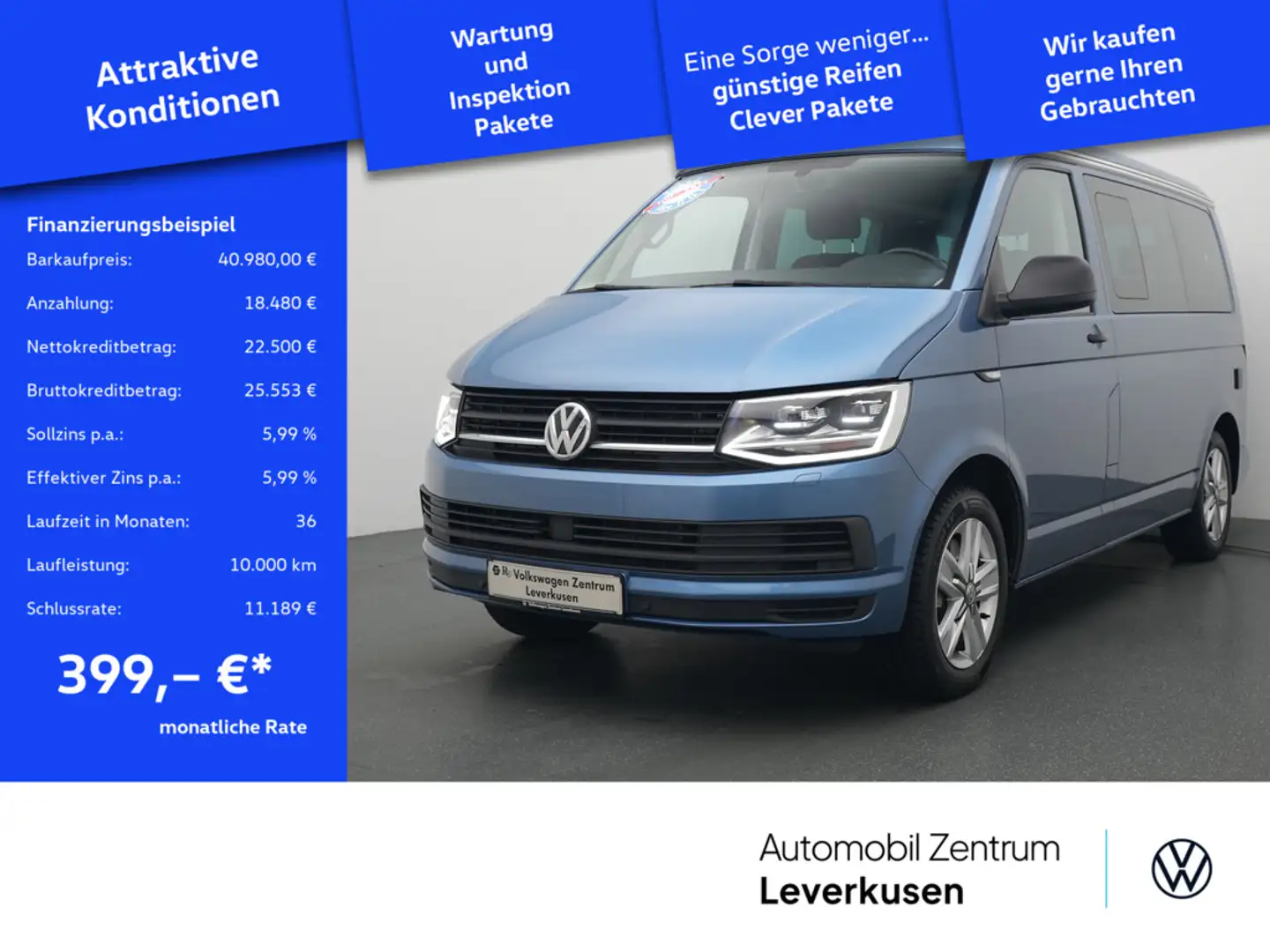 Volkswagen T6 California Beach DSG STANDHZ ACC NAVI LED Blu/Azzurro - 1