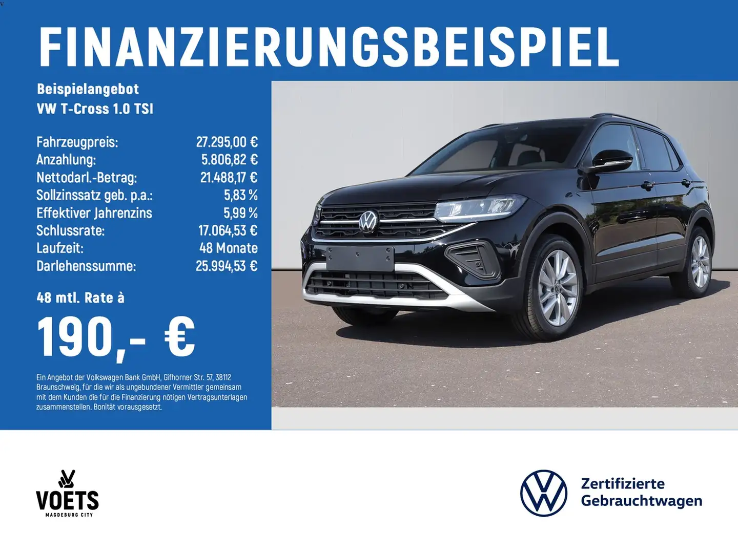Volkswagen T-Cross 1.0 TSI Life UPE: 35.554,00, Schwarz - 2