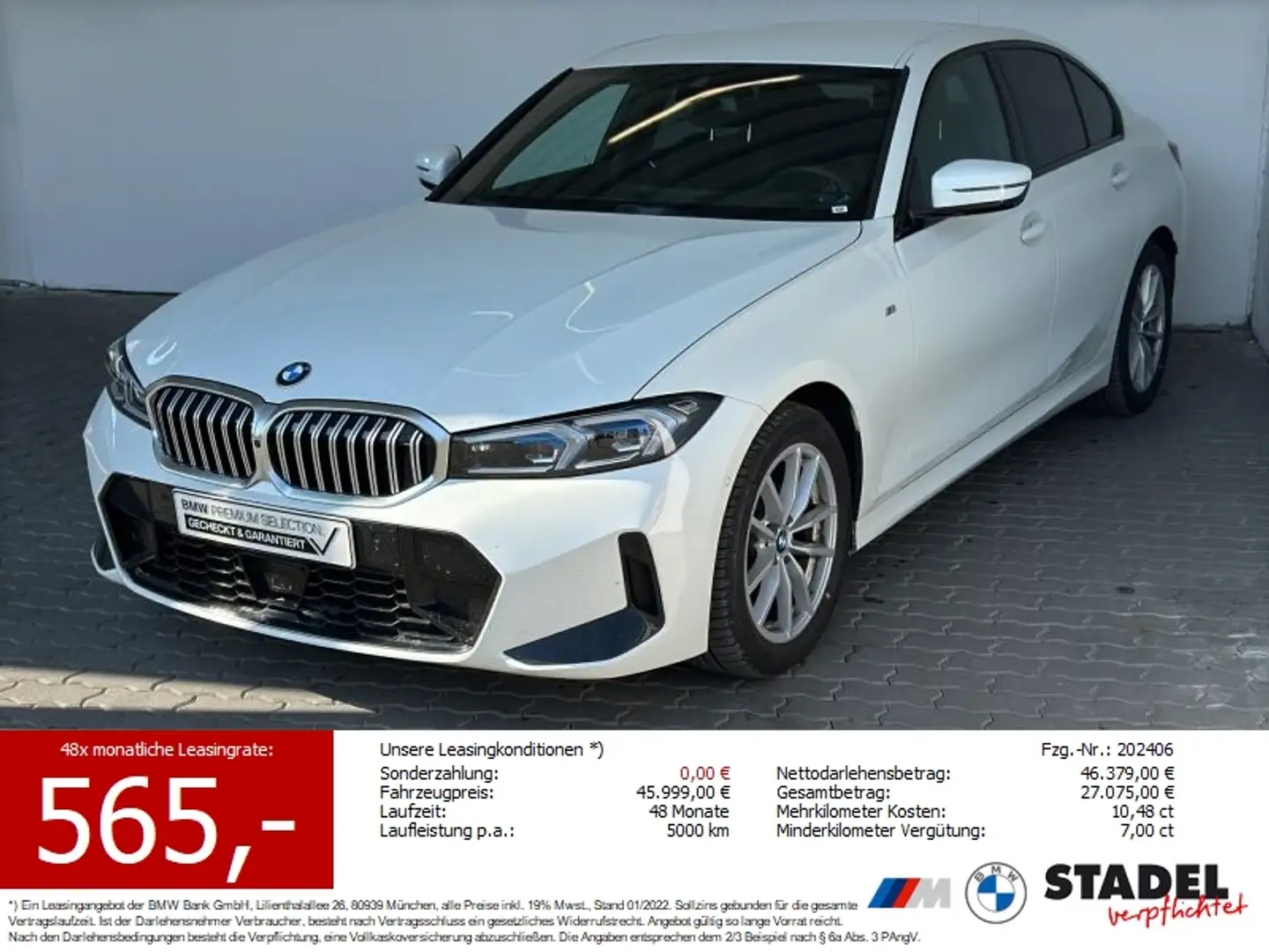 BMW 320 dA xDrive Lim. M Sport Navi.LED.ACC.360°.HiFi Weiß - 1
