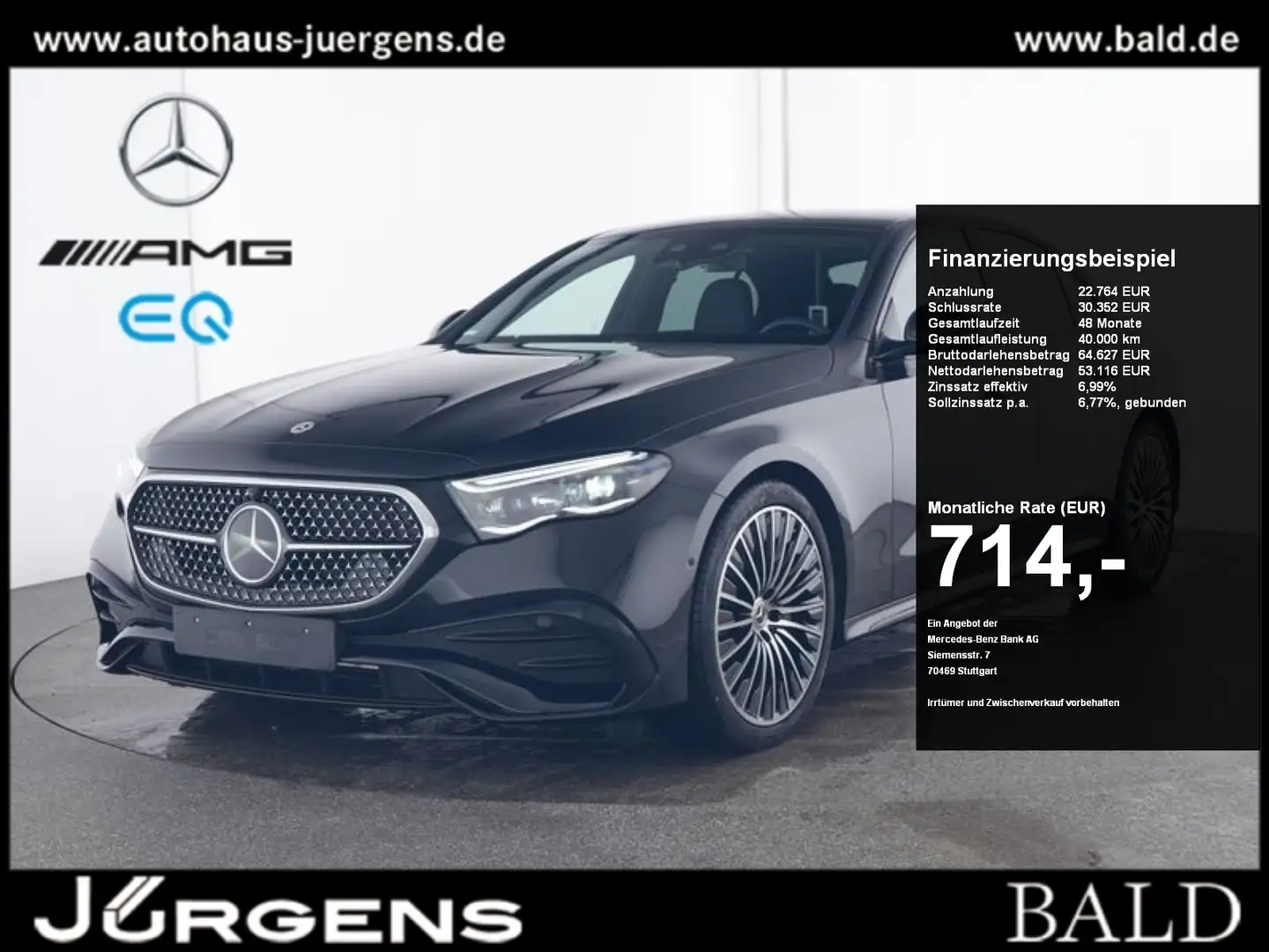 Mercedes-Benz E 450 d 4M AMG-Sport/DIGITAL/360/Burm/Distr/20' Noir - 1