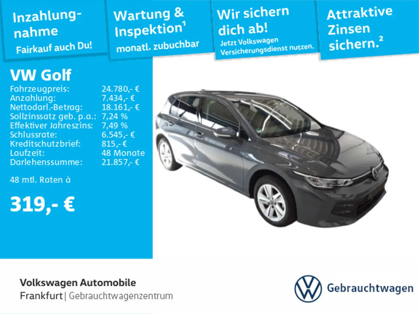Volkswagen Golf VIII 1.5 eTSI DSG Life FrontAssist LED DAB+ Grau - 1