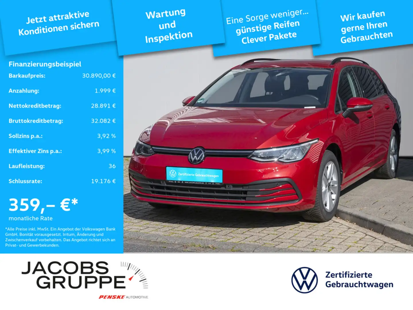 Volkswagen Golf Variant Life 2.0 TDI DSG Standhzg*ACC*eKlappe Rouge - 1