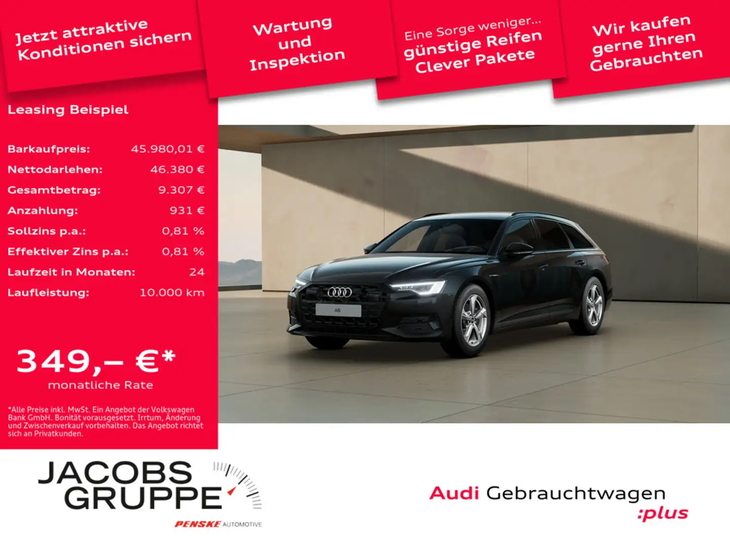 Audi A6 Avant 40TDI advanced Black/Matrix/HuD/360°/ACC Schwarz - 1