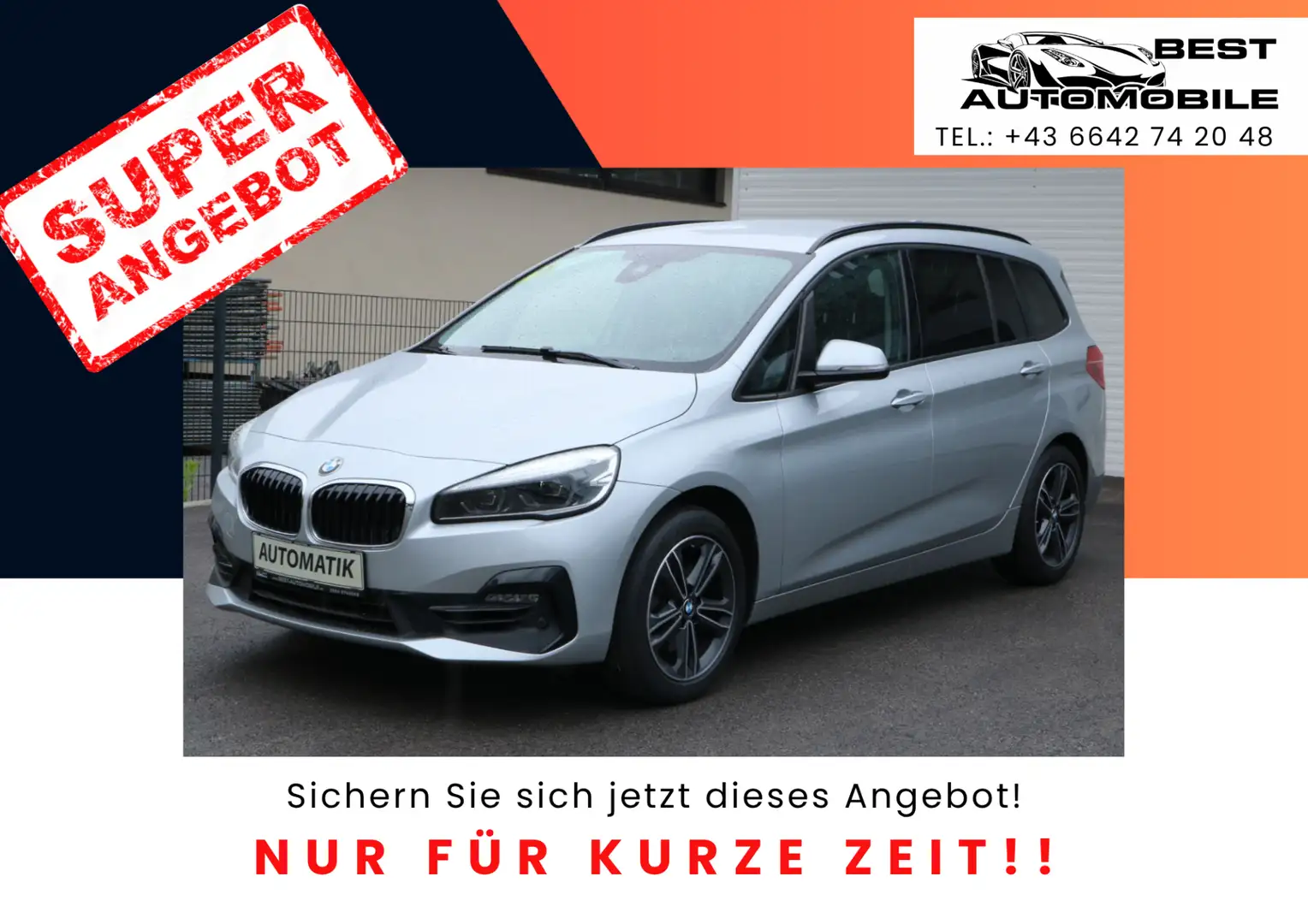 BMW 218 218i Gran Tourer Aut.NAVI/AHK/RFK/LEDER Grau - 1