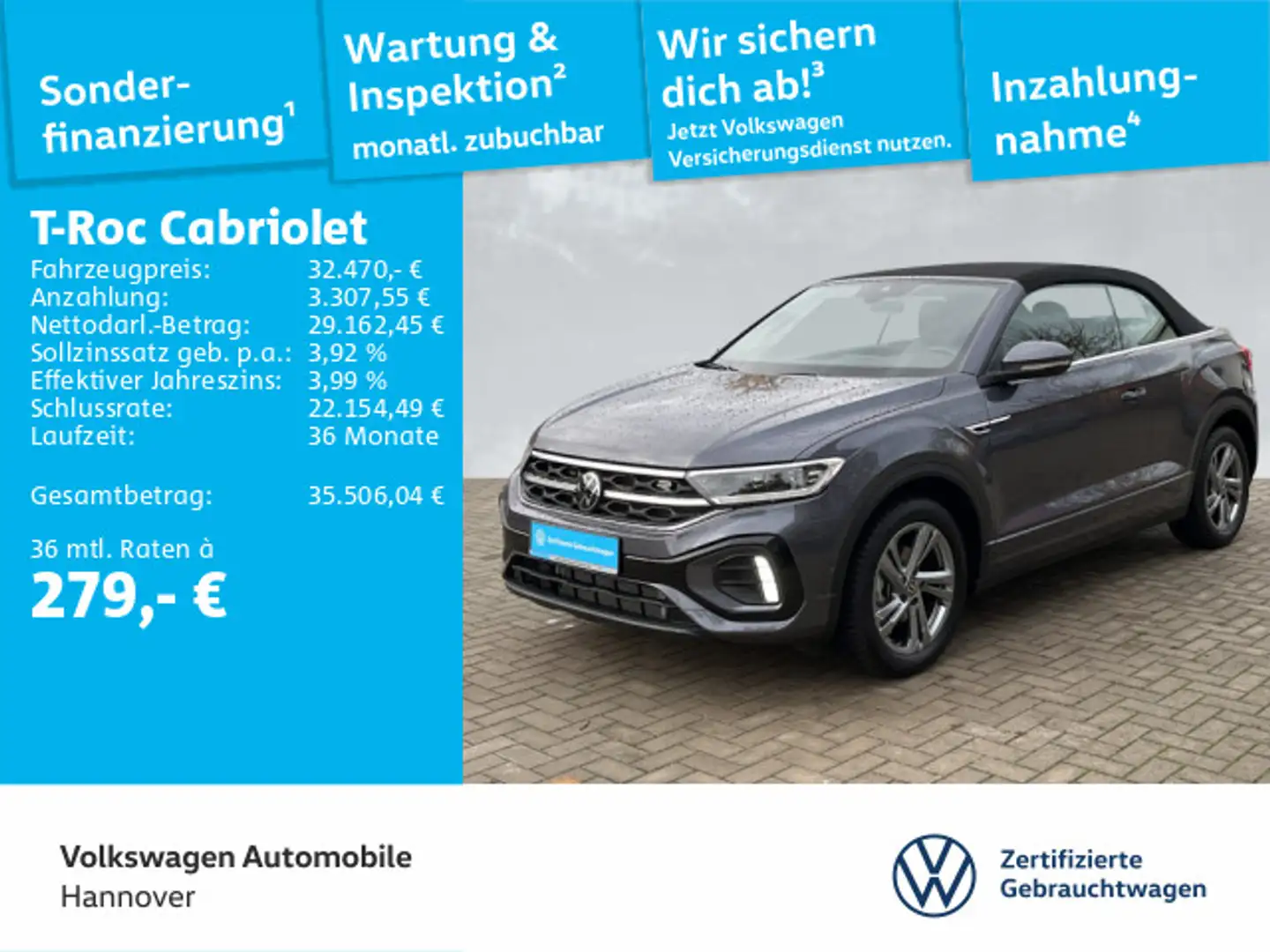 Volkswagen T-Roc 1.5 TSI DSG R-Line Navi Kamera A Grau - 1