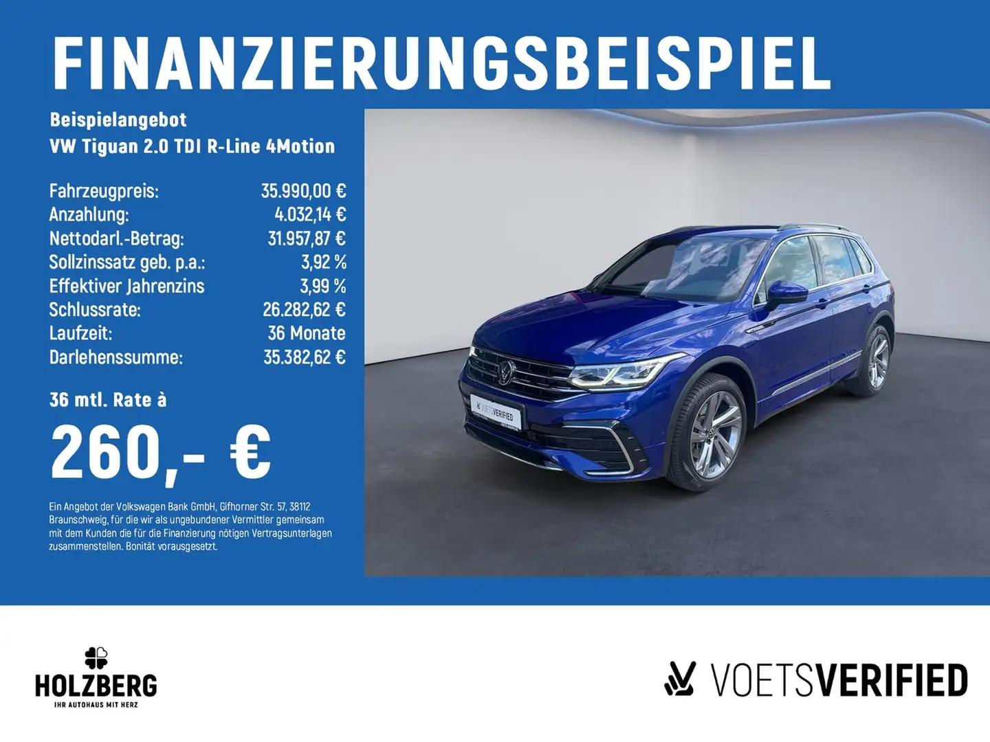Volkswagen Tiguan 2.0 TDI R-Line 4Motion STHZ+AHK+H&K+MATRIX Blau - 2