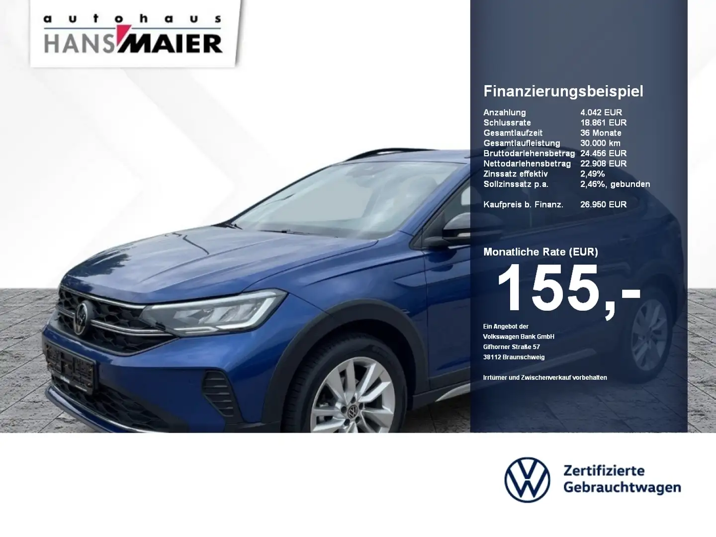 Volkswagen Taigo Goal TSI DSG Navi ACC GJR Kamera LM LED Bleu - 1