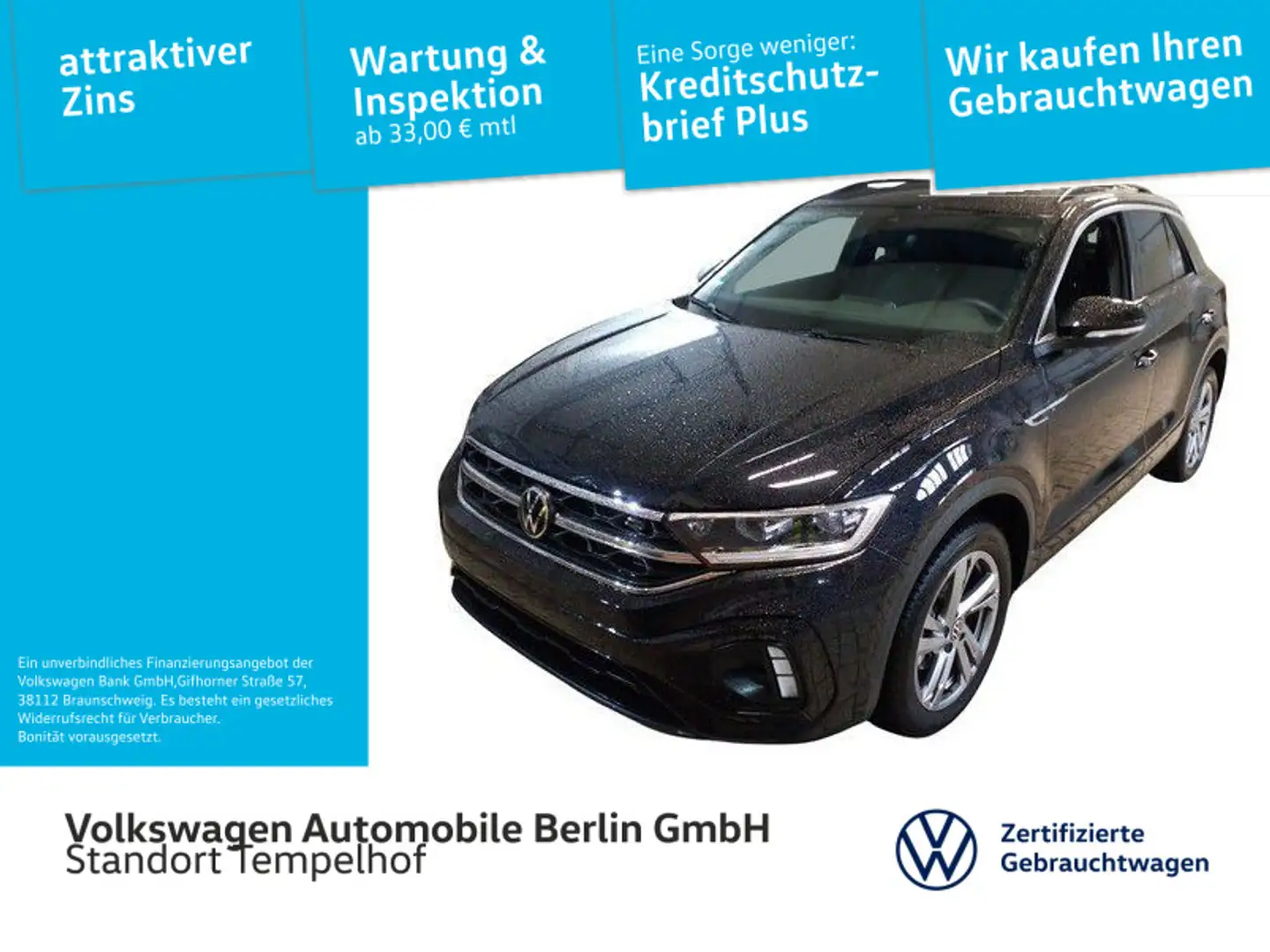 Volkswagen T-Roc 1.5TSI DSG R-Line STHZG NAVI KAMERA LED+ Schwarz - 1