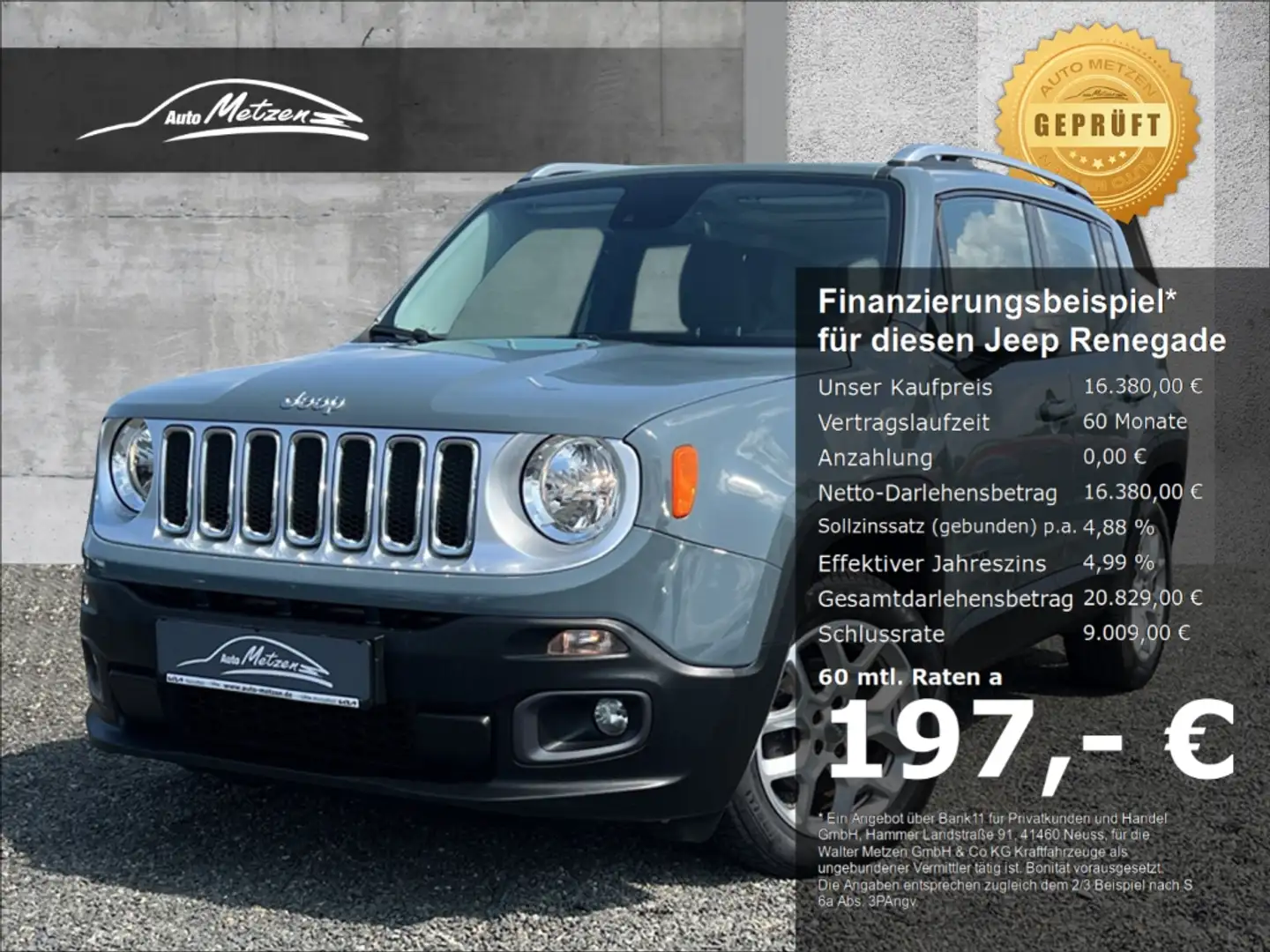 Jeep Renegade 2.0 Multijet Limited 4WD  Panorama Navi Leder Soun Gris - 1