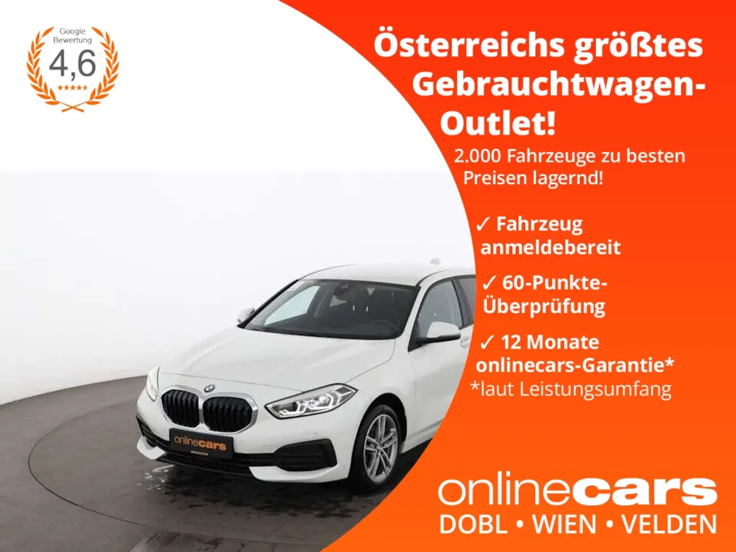 BMW 116 d Advantage Aut LED NAVI R-CAM TEMPOMAT ASSIST Weiß - 1