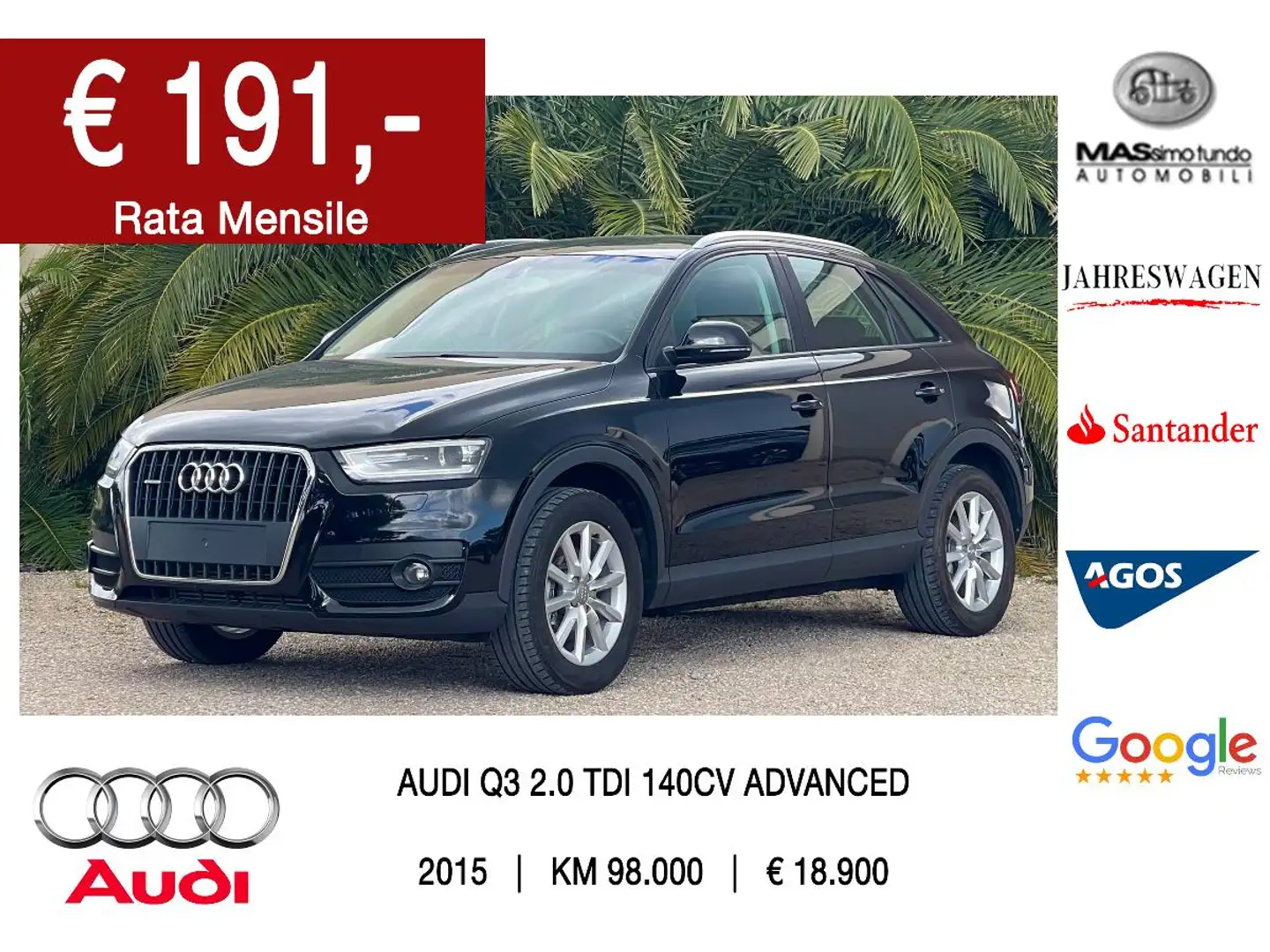Audi Q3 2.0 TDI quattro Advanced Zwart - 1