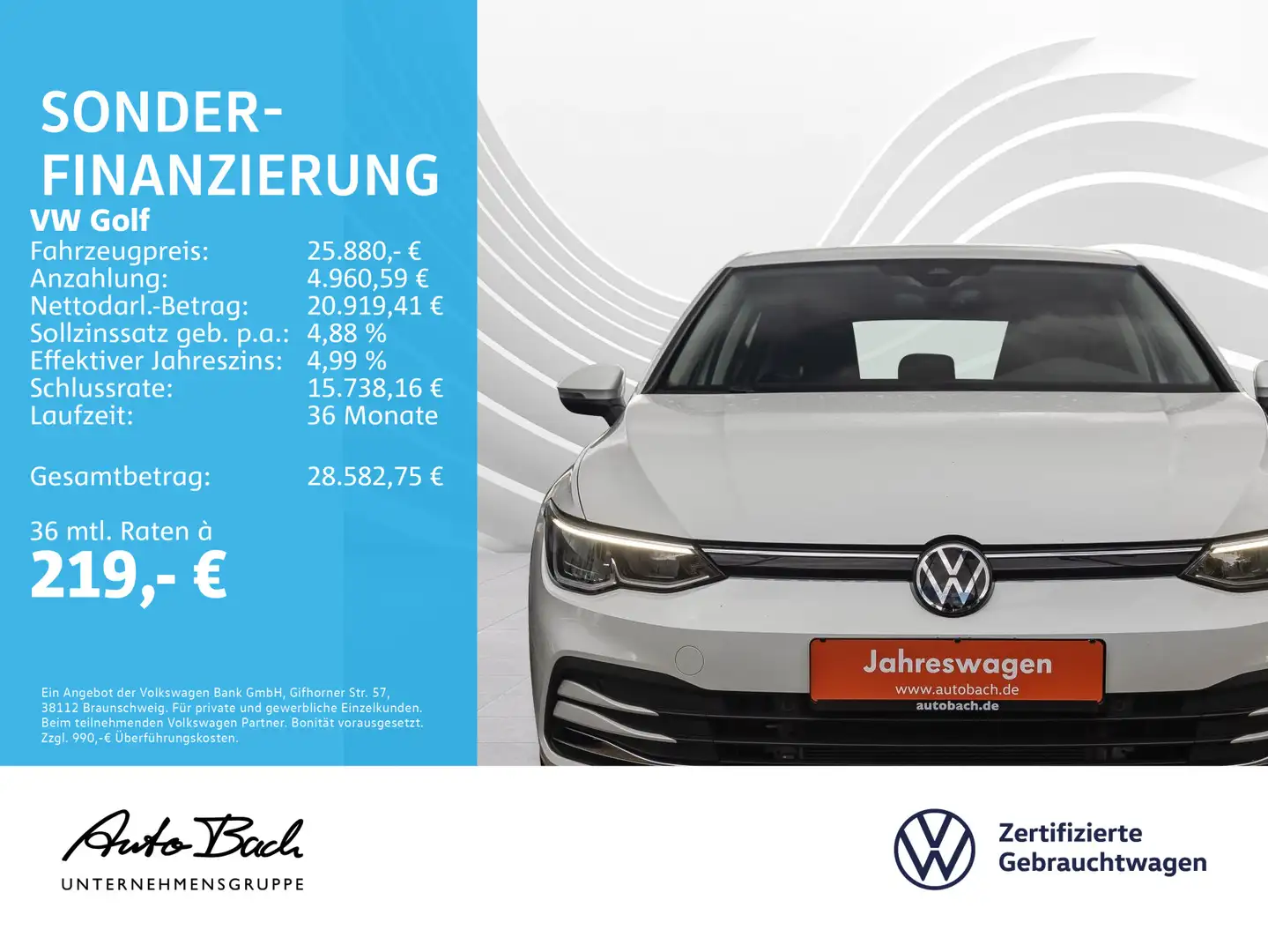 Volkswagen Golf VIII 1.5 eTSI "ACTIVE" DSG Navi LED Digital Bianco - 2