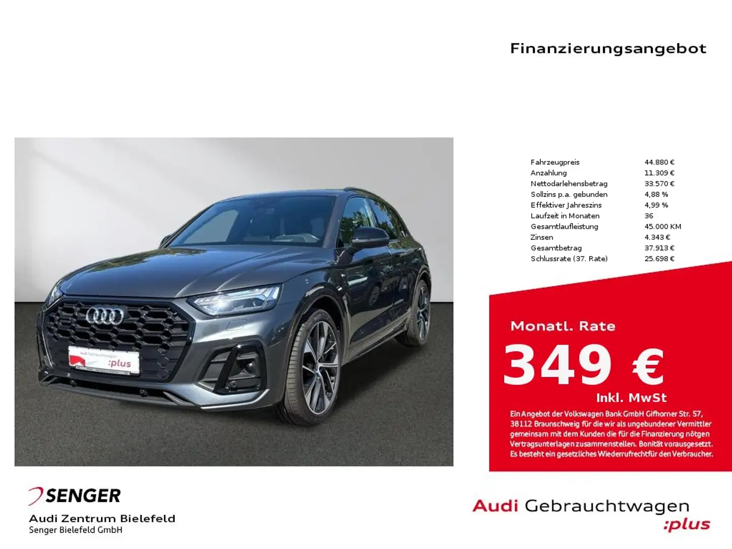 Audi Q5 S line 50 TDI quattro Matrix B&O Panorama AHK Grigio - 1