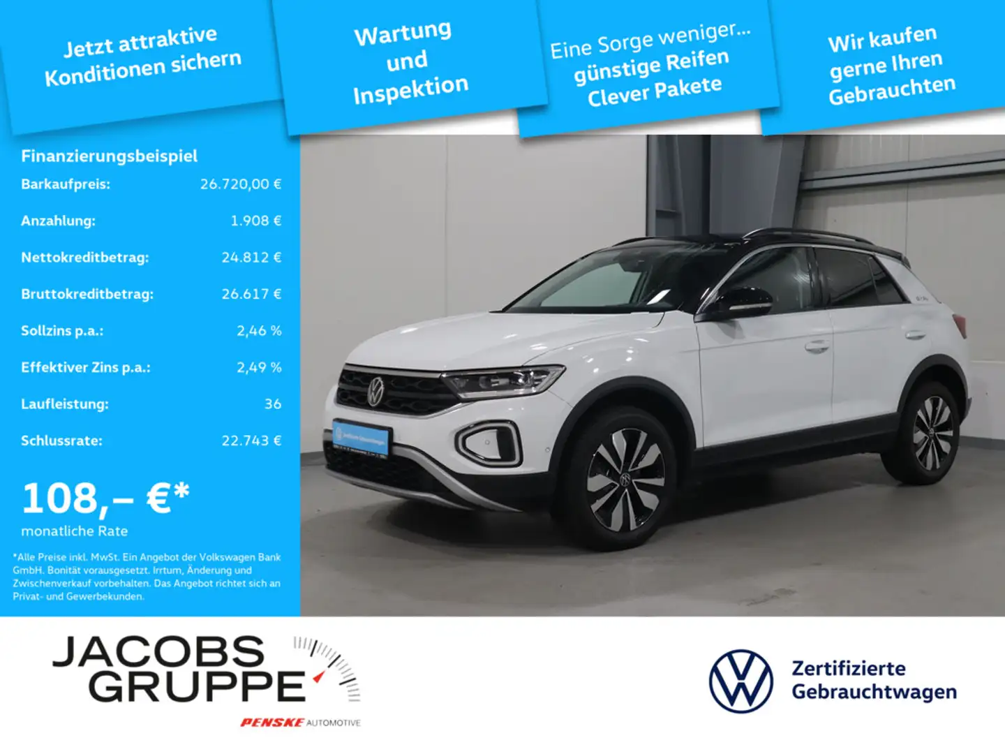 Volkswagen T-Roc 2.0 TDI DSG Goal Navi*AHK*CAM*ACC*SHZ Weiß - 1