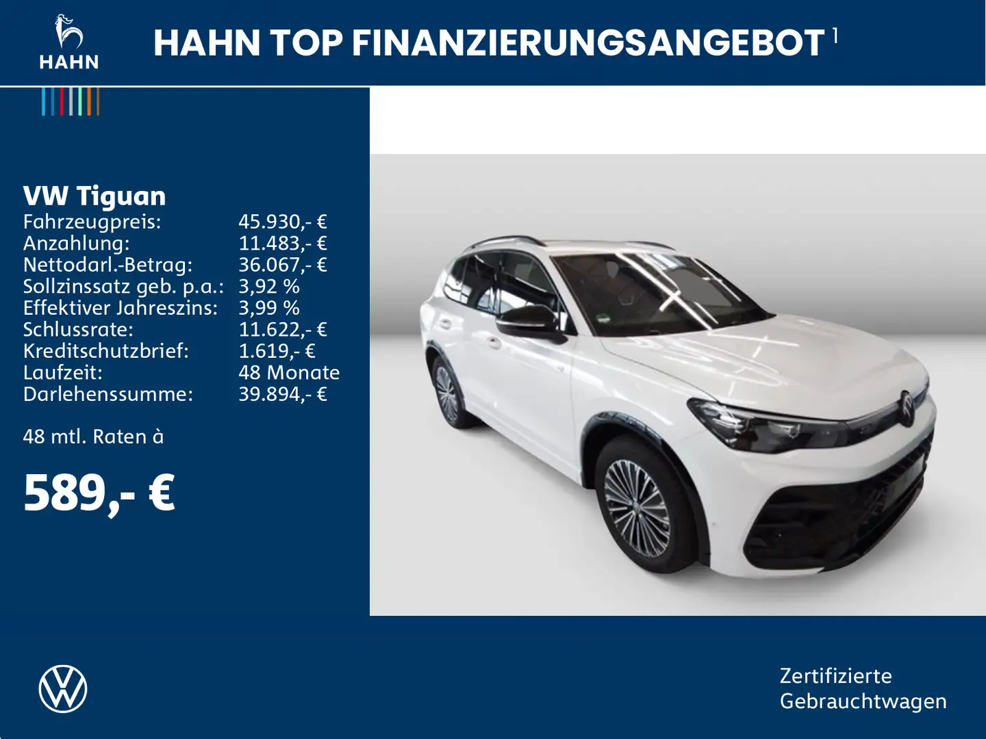 Volkswagen Tiguan 2.0TDI DSG R-Line AHK Cam LED Navi Standh Weiß - 2