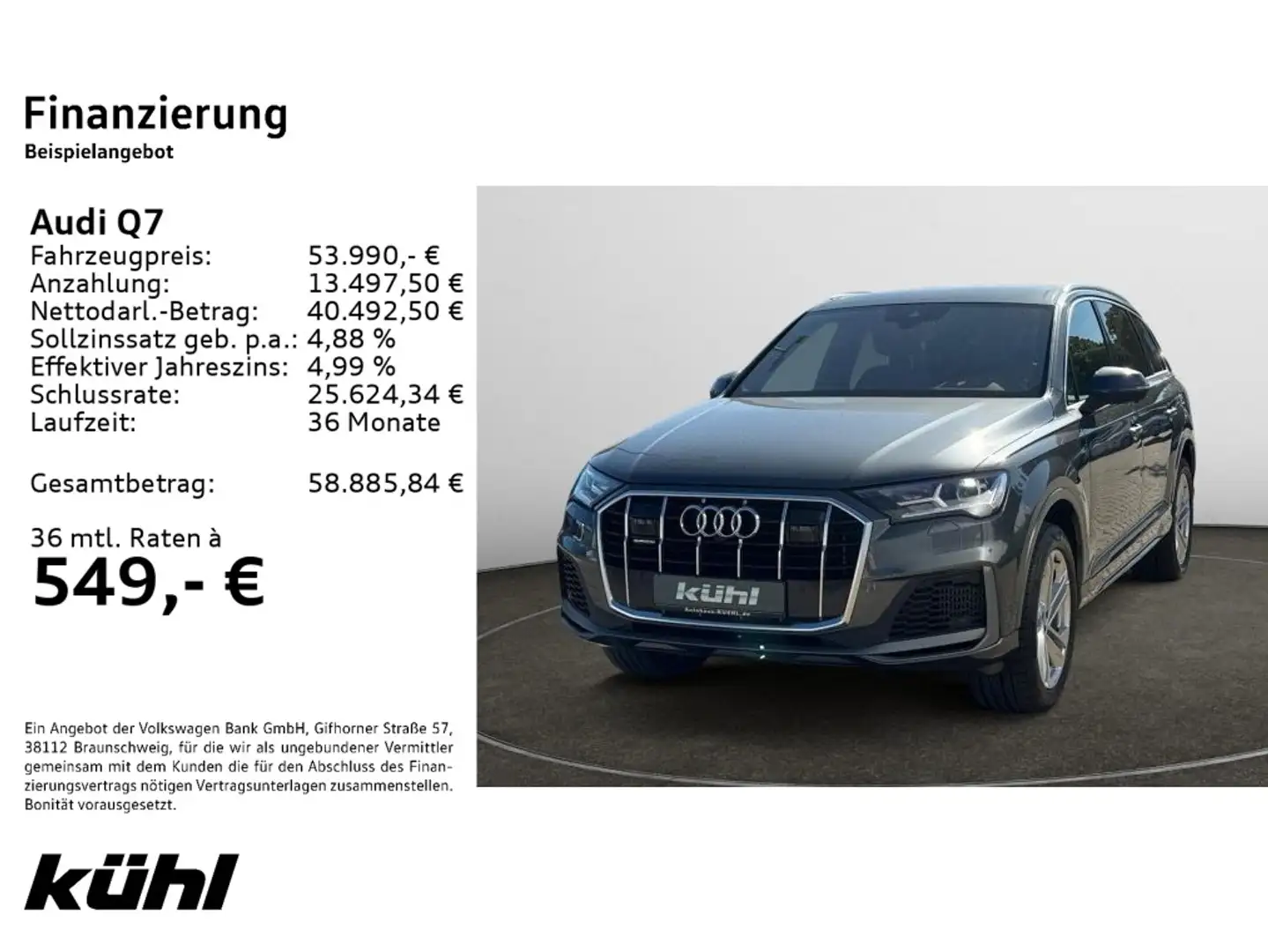 Audi Q7 55 TFSI e quattro S line Navi,HUD,LM20 Grau - 2