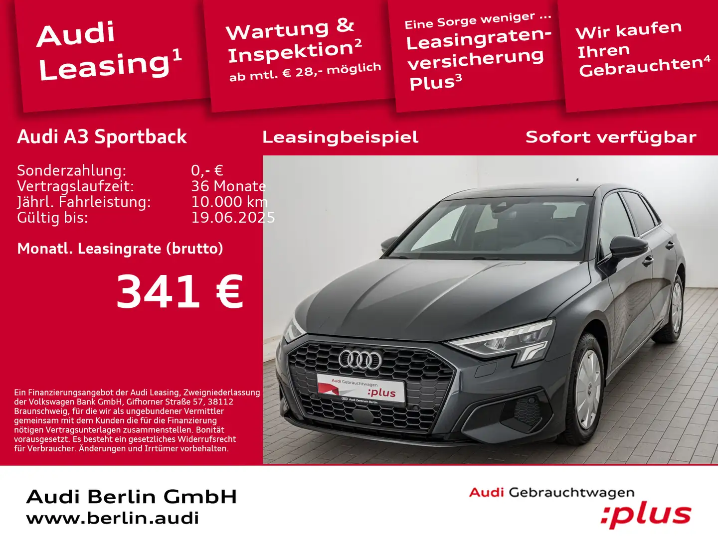 Audi A3 Advanced 35 TDI S tr. AHK PDC NAVI Grau - 1