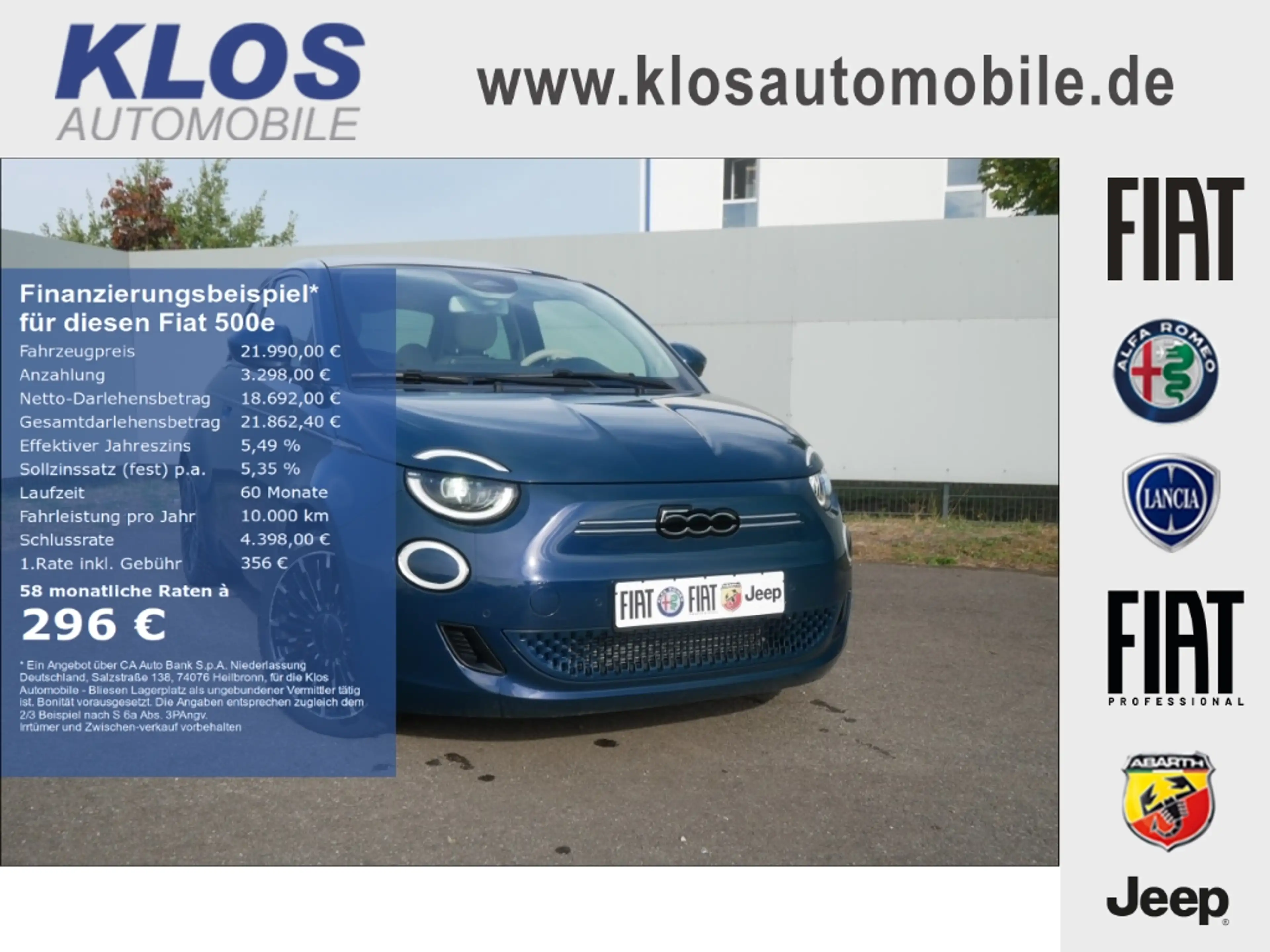 Fiat 500e BY BOCELLI AT 42 Kwh 118PS LED NAVI WINTER GLASDAC