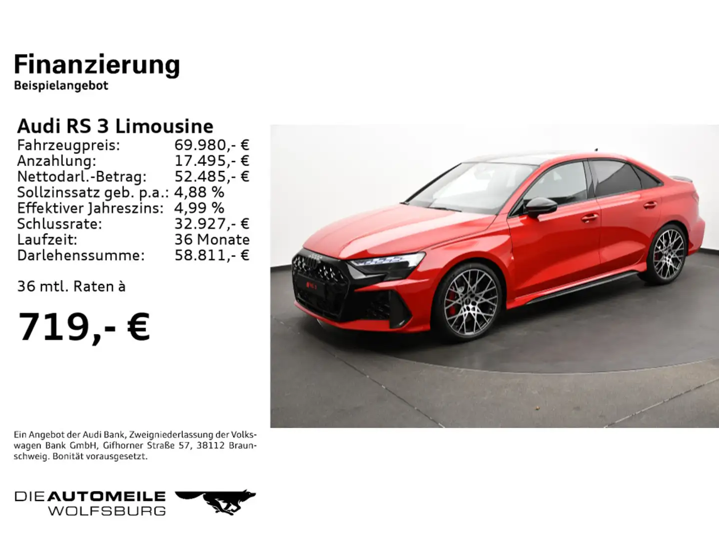 Audi RS3 Audi RS 3 Limousine 294(400) kW(P Piros - 2